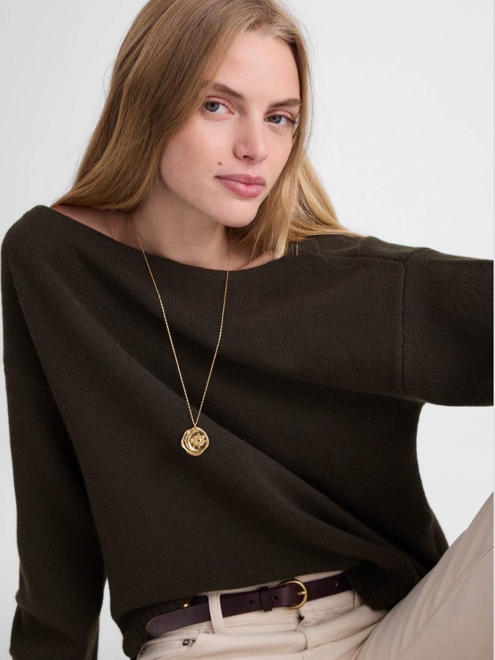 Madewell 
Wide-Cuff Boatneck Sweater in Merino Wool